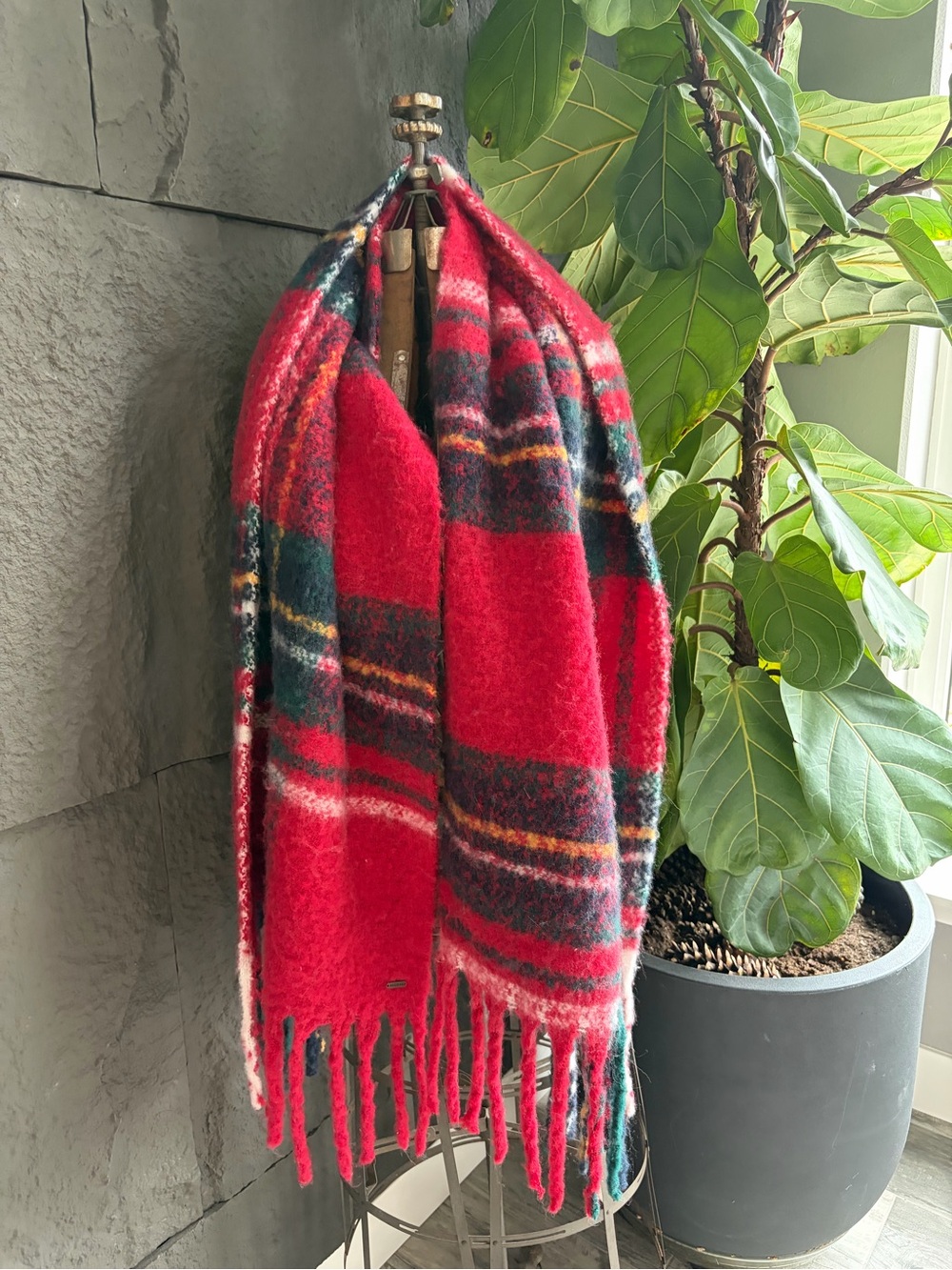 Red Plaid Holiday Throw Scarf - Unbranded